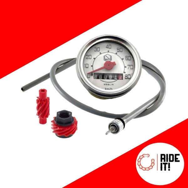 KIT COMPLETO CONTACHILOMETRI CONTAKM + CAVO E INGRANAGGI PER VESPA 50  SPECIAL